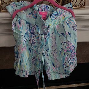 Size 00 Lilly Pulitzer Light Blue Tie High Waisted Shorts